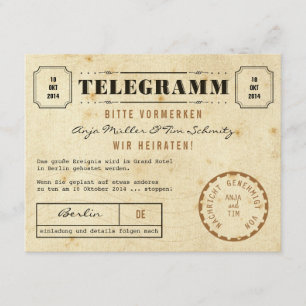 Vintages Telegramm Save the Date
