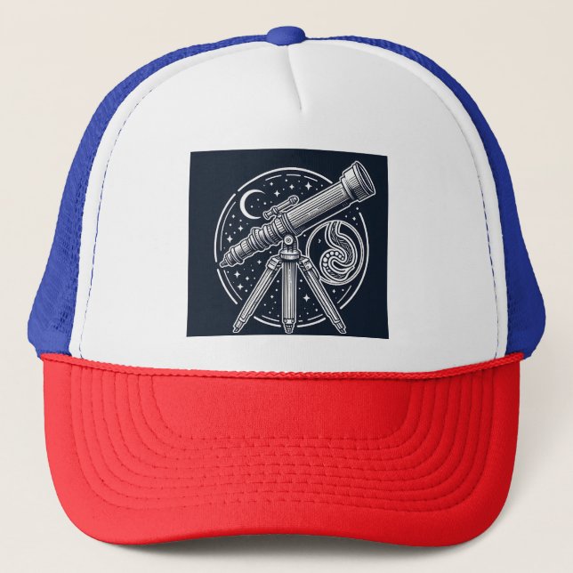 Vintages Telescope Art Truckerkappe (Vorderseite)