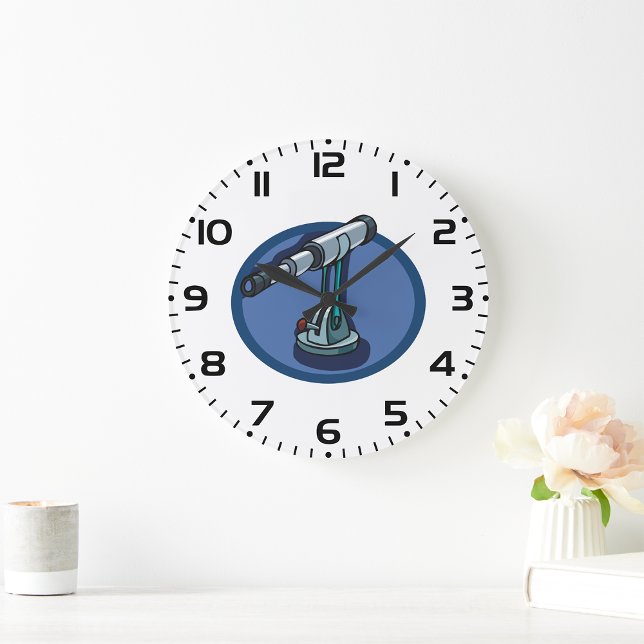 Vintages Teleskop Astronomie-Enthusiast Stargazing Große Wanduhr (Von Creator hochgeladen)