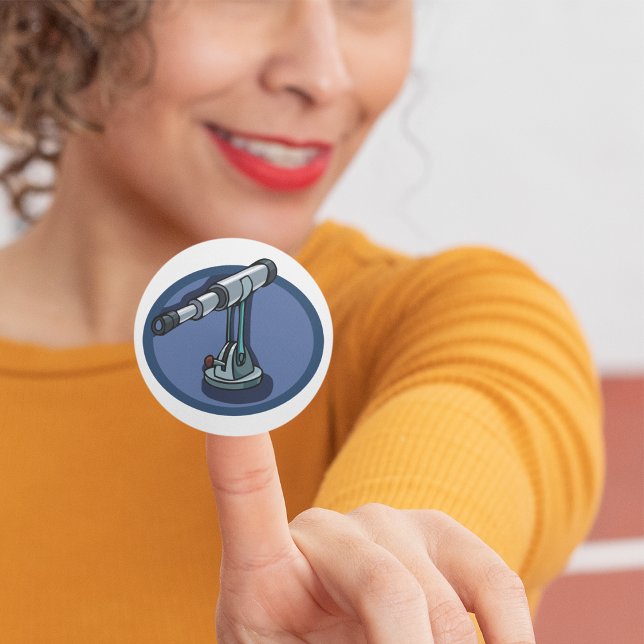 Vintages Teleskop Astronomie-Enthusiast Stargazing Runder Aufkleber (Von Creator hochgeladen)