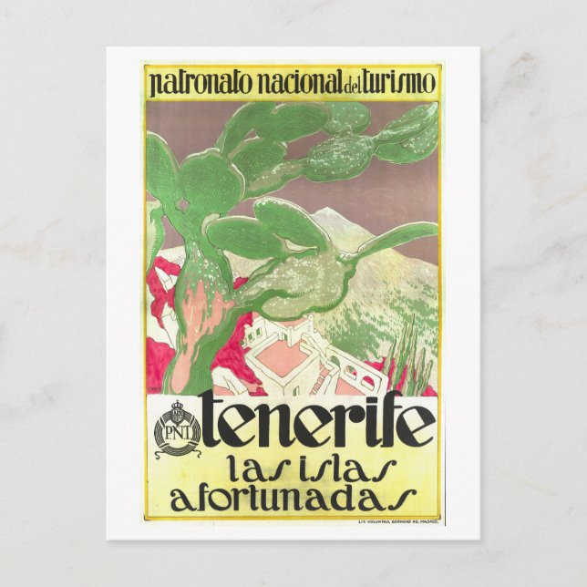 Vintages Teneriffa-Reiseplakat Postkarte (Vorderseite)