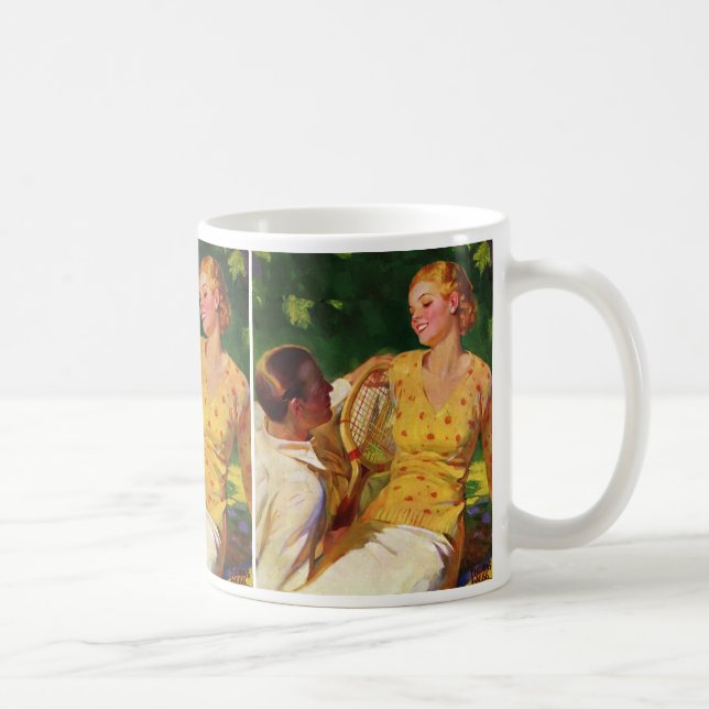 Vintages Tennis, Liebe und Romantik Kaffeetasse (Rechts)