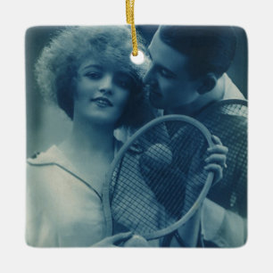 Vintages Tennis, Liebe und Romantik Keramikornament