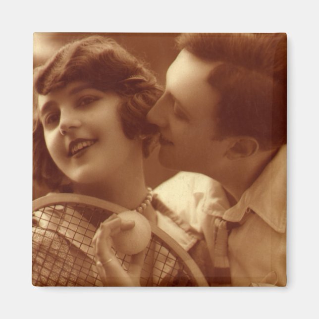 Vintages Tennis, Liebe und Romantik Magnet (Vorne)