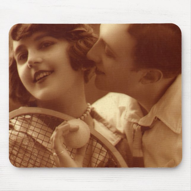 Vintages Tennis, Liebe und Romantik Mousepad (Vorne)