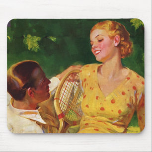 Vintages Tennis, Liebe und Romantik Mousepad