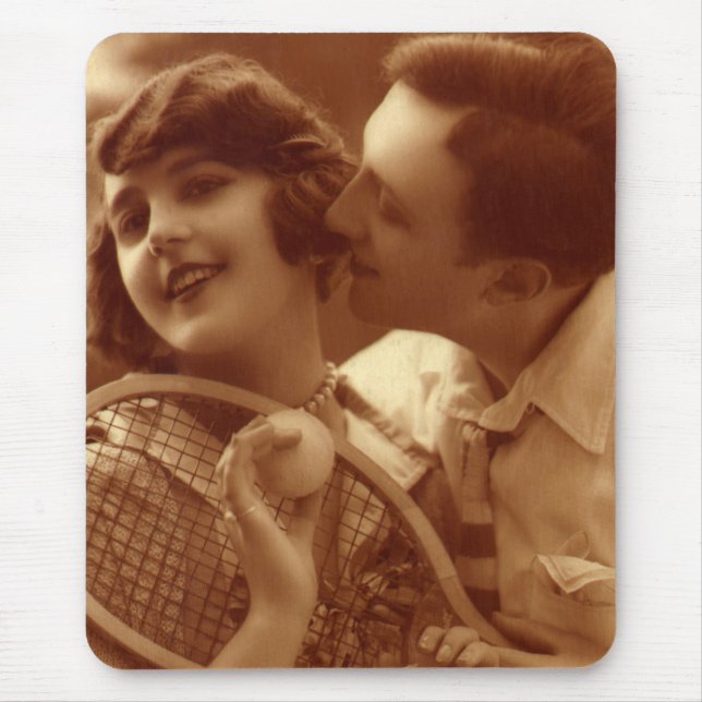 Vintages Tennis, Liebe und Romantik Mousepad (Vorne)