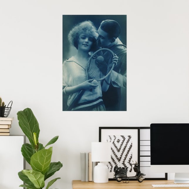 Vintages Tennis, Liebe und Romantik Poster (Heimbüro)
