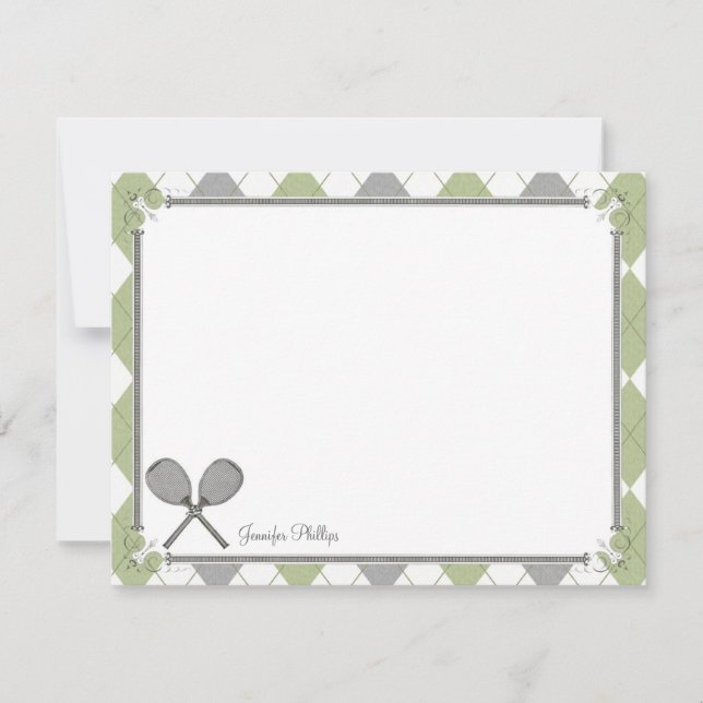 Vintages Tennis-personalisierte flache Einladung (Vorderseite)