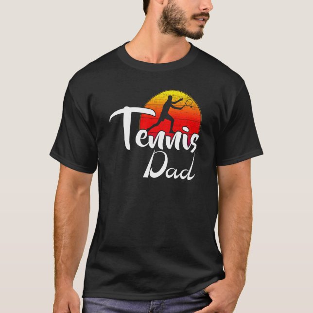 Vintages Tennis Vater Retro Sonnenuntergang T-Shirt (Vorderseite)