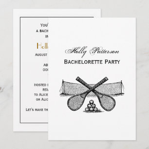 Vintages Tennisnetz, überquerte Racquets, Bälle Einladung