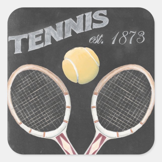 Vintages Tennisplatinendesign Quadratischer Aufkleber (Vorderseite)