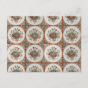 Vintages Terracotta Tiles-Muster Feiertagspostkarte