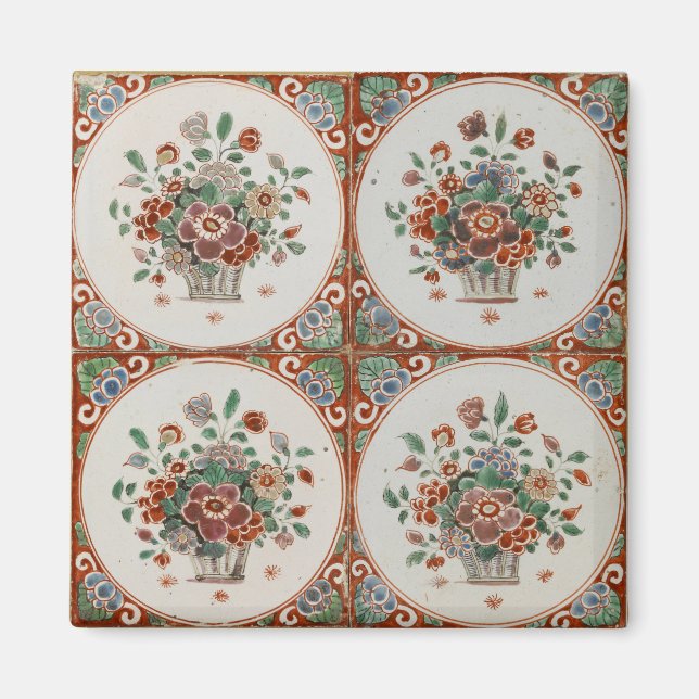 Vintages Terracotta Tiles-Muster Magnet (Vorne)