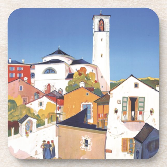 Vintages Tessin Tessin Getränkeuntersetzer (Vorderseite)