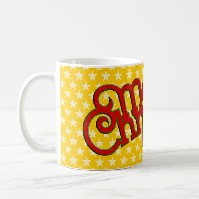 Vintages Textdesign: Frohe Weihnachten Tasse (Links)