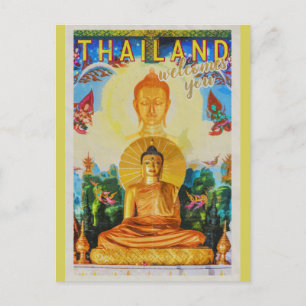 Vintages Thailand Buddha Statue Travel Postkarte