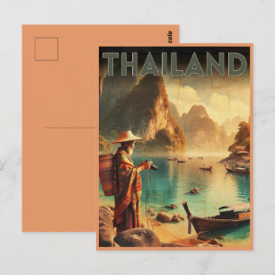 Vintages Thailand Reisen alte Menschengeschenke Postkarte