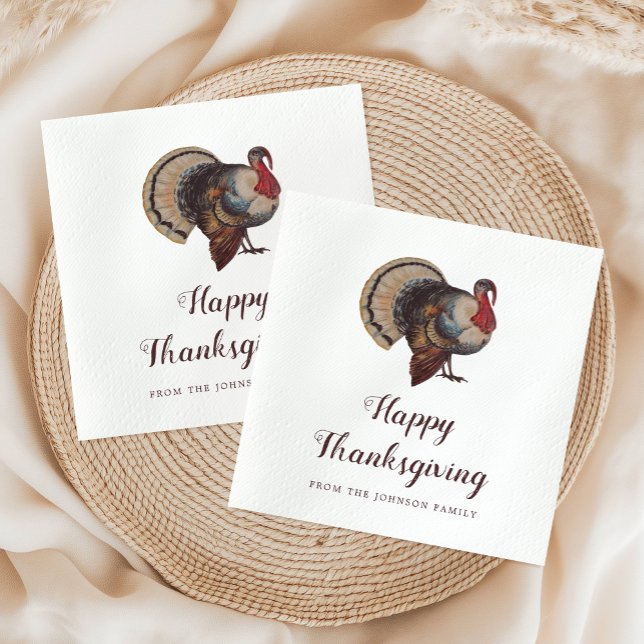Vintages Thanksgiving in der Türkei Serviette (Vintage Turkey Happy Thanksgiving Napkins)