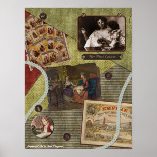 Vintages "The Sewing Lesson" - Handbuch drucken Poster