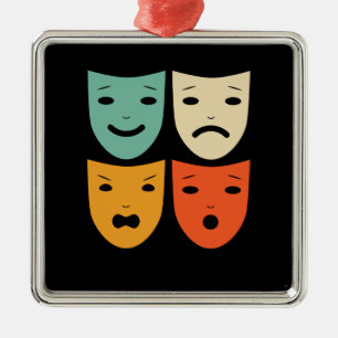 Vintages Theater Masken Theaterstück Schauspieler Ornament Aus Metall