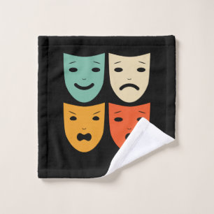 Vintages Theater Masken Theaterstück Schauspieler Waschlappen
