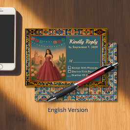 Vintages Thema aus Quinceañera RSVP Karte