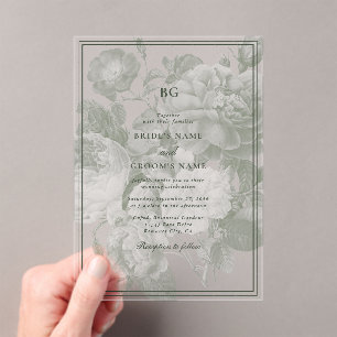 Vintages Thema Hochzeiten im Grünen Garten des Par Acryleinladungen