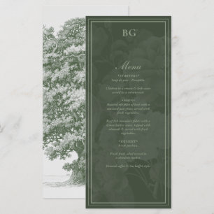 Vintages Thema Hochzeiten im Grünen Garten des Par Menükarte