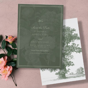 Vintages Thema Hochzeiten im Grünen Garten des Par Save The Date