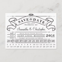 Vintages Ticket-Banner für Lochkarte Save the Date