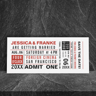 Vintages Ticket Save the Date oder Einladung