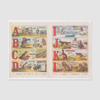Vintages Tier Alphabet Illustriertes Buch Seidenpapier