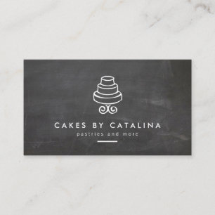 Vintages Tiered Kuchen-Logo auf Tafel-Bäckerei Visitenkarte