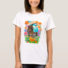 Vintages Tiger mit Blume T-Shirt