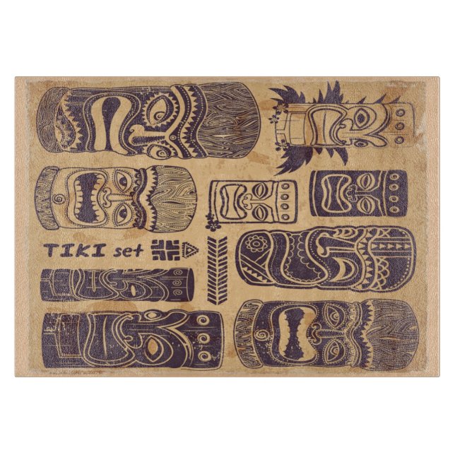 Vintages Tiki Set Schneidebrett (Vorderseite)