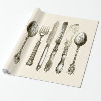Vintages Tischbesteck, das Set-Verpackungs-Papier