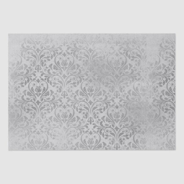 Vintages Tissue Paper "Grau Damaskus" Seidenpapier (Vorderseite)