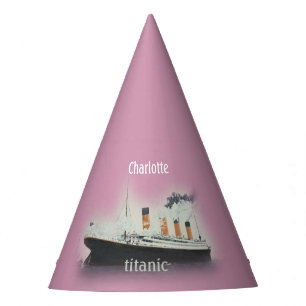 Vintages Titanic Ocean Liner Pink Girl Name Schiff Partyhütchen