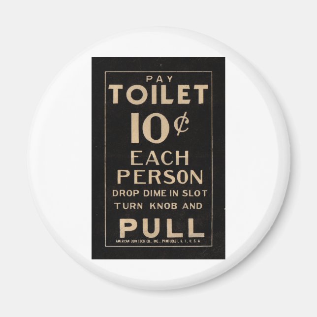 Vintages Toilettenschild in Schwarz Magnet (Vorne)