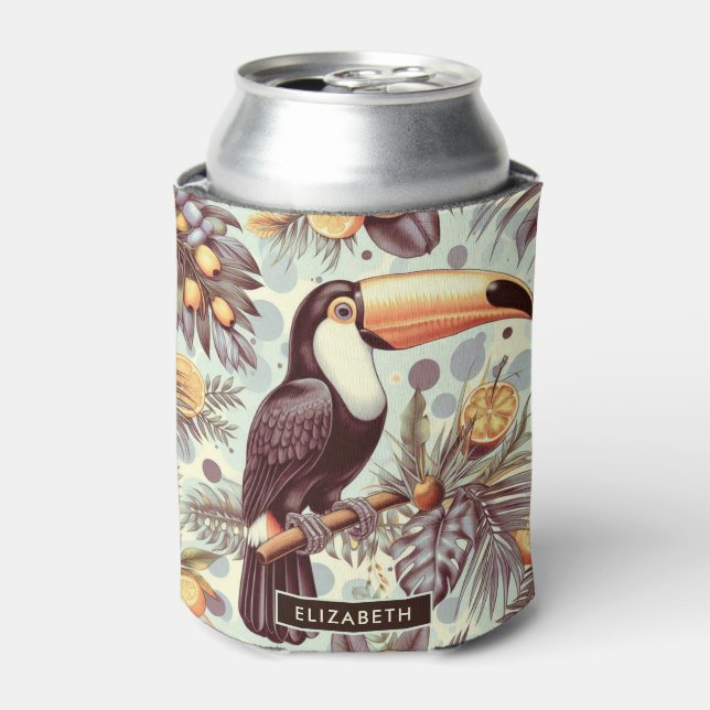 Vintages Toucan Tropical Pattern Dosenkühler (Kanne Vorderseite)
