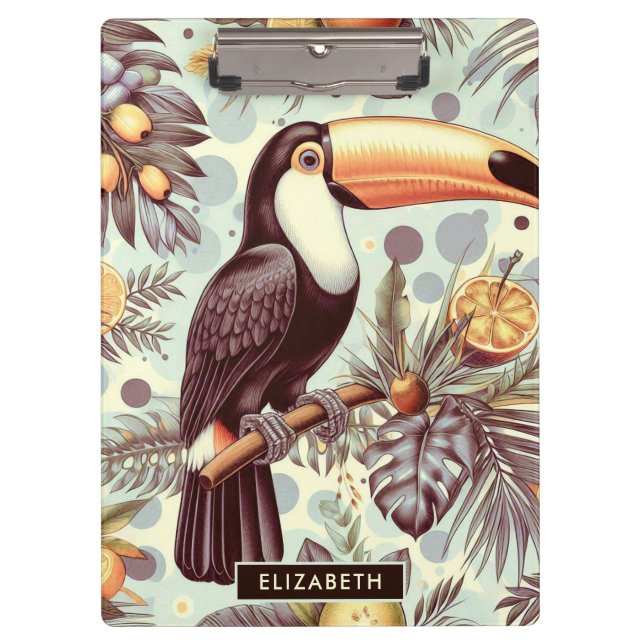 Vintages Toucan Tropical Pattern Klemmbrett (Vorderseite)