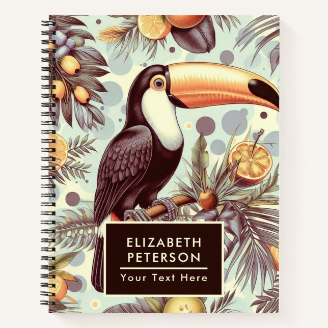 Vintages Toucan Tropical Pattern Notizbuch (Vorderseite)