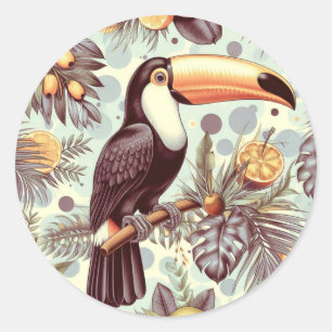 Vintages Toucan Tropical Pattern Runder Aufkleber