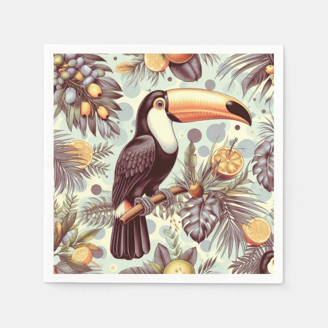 Vintages Toucan Tropical Pattern Serviette (Vorderseite)