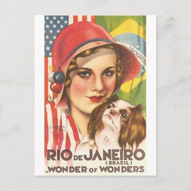 Vintages Tourismusposter Rio de Janeiro Postkarte (Vorderseite)