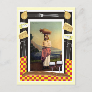 Vintages traditionelles sizilianisches Mädchen, We Postkarte