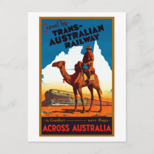 Vintages Trans-Australisches Eisenbahnreisepaket Postkarte