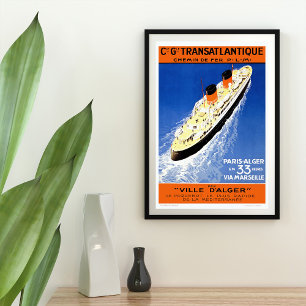 Vintages transatlantisches Kreuzfahrtschiff-Poster Poster