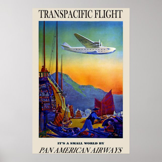Vintages transpazifisches Reiseplakat Poster (Vorne)